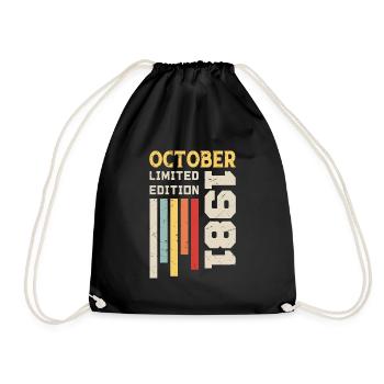 Oktober 1981 - Oktober 1981 Geburtstagsgeschenk - Turnbeutel - Schwarz - Vorne