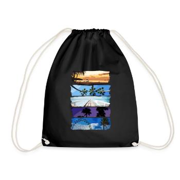 Palmiers et plage - Sac de sport léger - noir - Devant