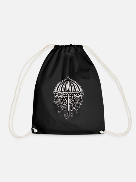 Old school tattoo design umbrella - Turnbeutel - Schwarz