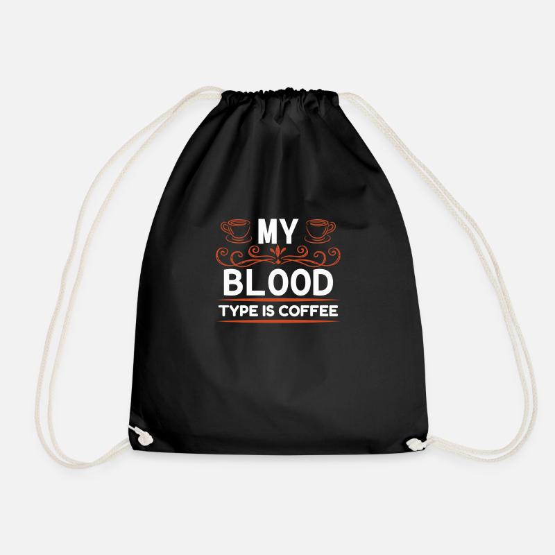 My blood type is coffee - Drawstring Bag - black