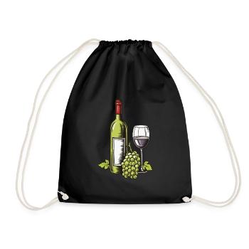 Verre à vin Raisins Vin - Sac de sport léger - noir - Devant
