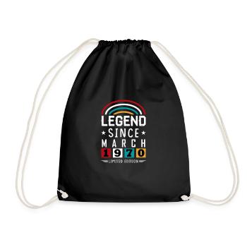 1970 Legend Since Birthday Gift March - Drawstring Bag - black - Front