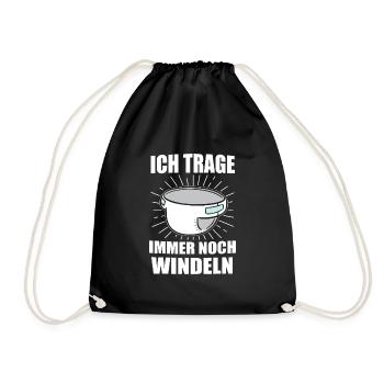 ABDL Windel Diaper Geschenk - Turnbeutel - Schwarz - Vorne