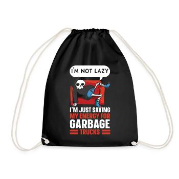 Garbage Truck Trash Collector Recycling Waste - Drawstring Bag - black - Front