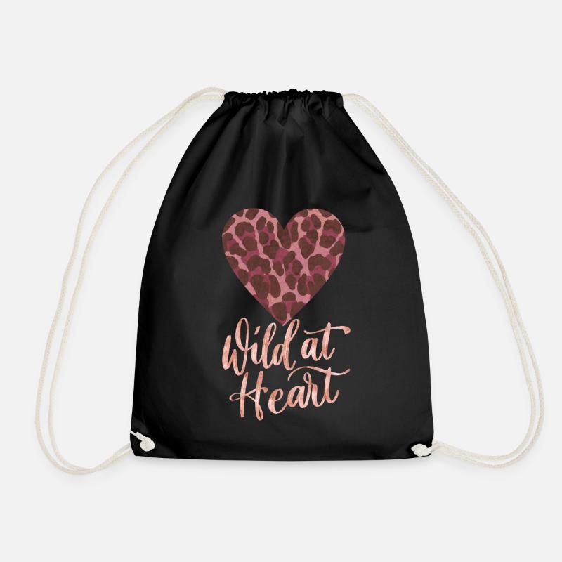 Wild at Heart mit Leoparden-Herz - Turnbeutel - Schwarz