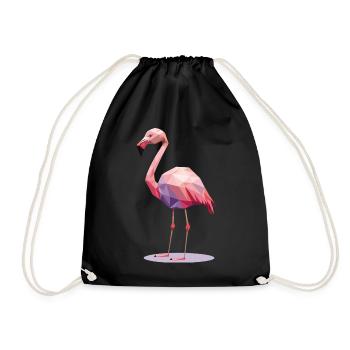 Flamingo Polygon - Tropical Summer Design - Drawstring Bag - black - Front