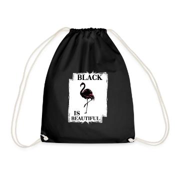 schwarze flamingo lieber schwarz black beautiful - Turnbeutel - Schwarz - Vorne