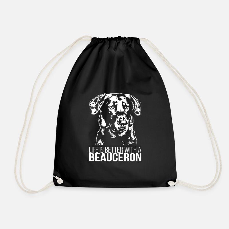 BEAUCERON life is better Hundespruch Hund Wilsigns - Turnbeutel - Schwarz