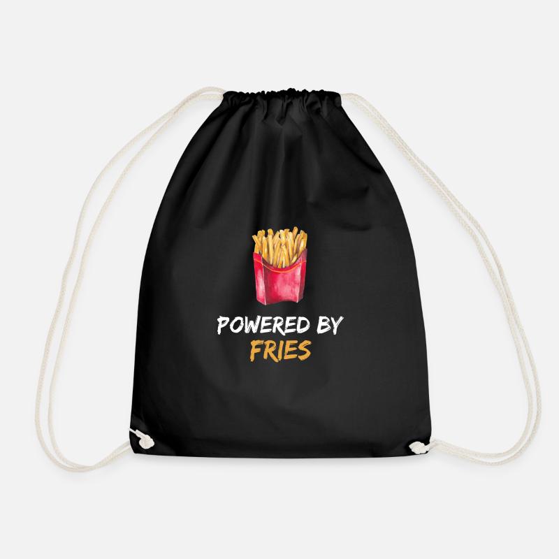 Powered by fries - Drawstring Bag - black
