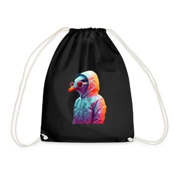 Seagull with sunglasses Colorful Cool seagulls Seabird - Drawstring Bag - black - Front