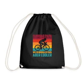 Fahrrad Papa Vater Rad Bike lustiger Spruch - Turnbeutel - Schwarz - Vorne