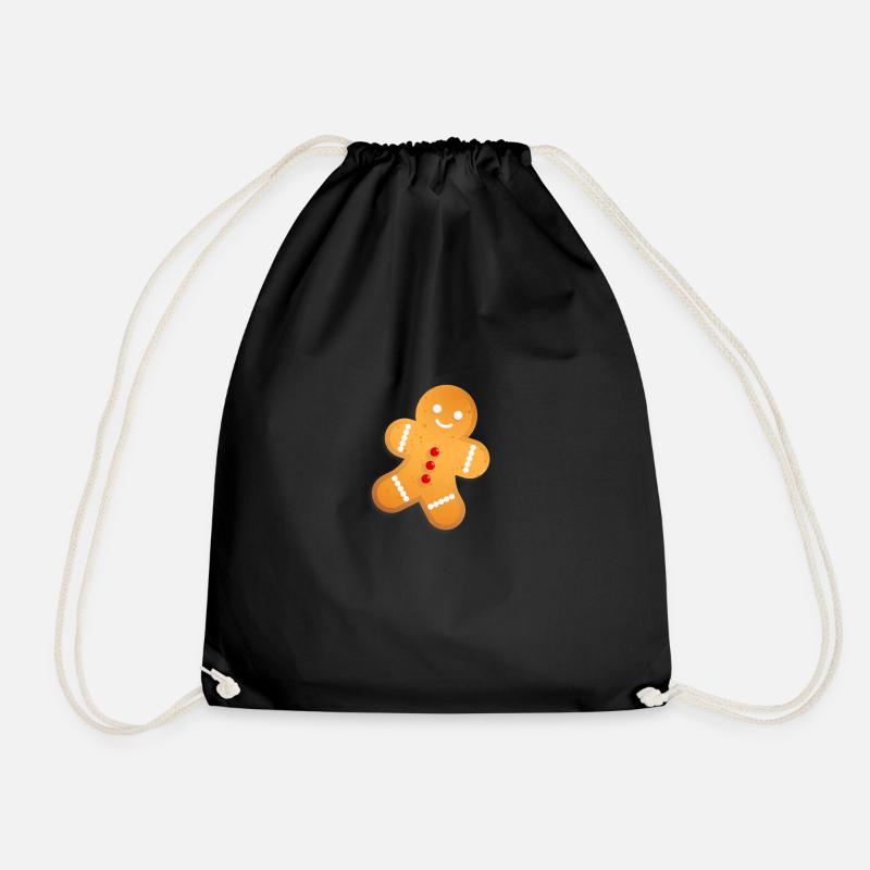 gingerbread man - Drawstring Bag - black