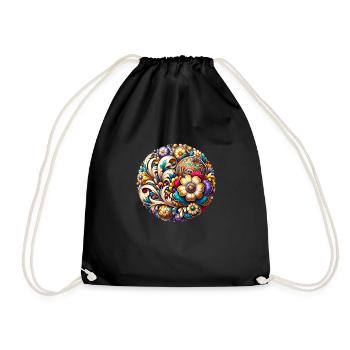 oval floral bleu et rose inspiré d'art russe - Sac de sport léger - noir - Devant