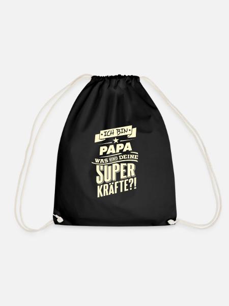 Superkraefte Papa Geburtstag RAHMENLOS Geschenk - Turnbeutel - Schwarz