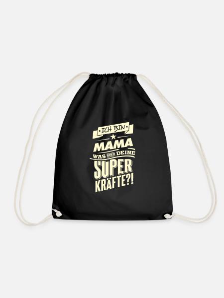 Superkraefte Mama Geburtstag RAHMENLOS Geschenk - Turnbeutel - Schwarz