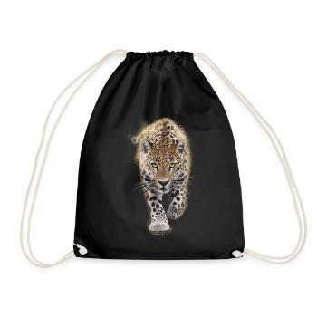 Gepard Leopard für Raubtier Fans - Turnbeutel - Schwarz - Vorne