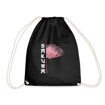 Sakura Tree Japanese Cherry Blossoms - Drawstring Bag - black - Front