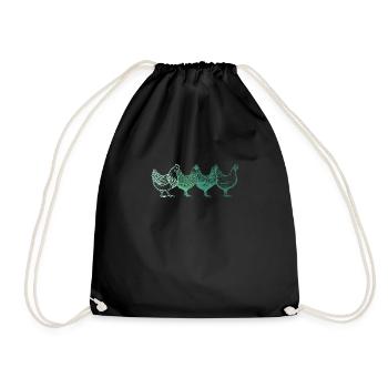 Chicken animal chickens gift · Green chickens - Drawstring Bag - black - Front