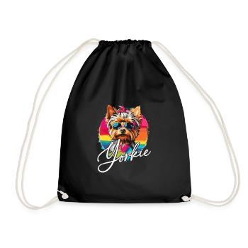 Cute Yorkshire Terrier Yorkie on the Color Wheel - Drawstring Bag - black - Front