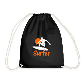 Surfer auf dem Surfbrett - Turnbeutel - Schwarz - Vorne