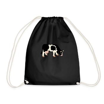 cow , cow - Drawstring Bag - black - Front