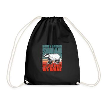 Retro Honey Badger Squad For A Ratel Fanatic Honey - Drawstring Bag - black - Front