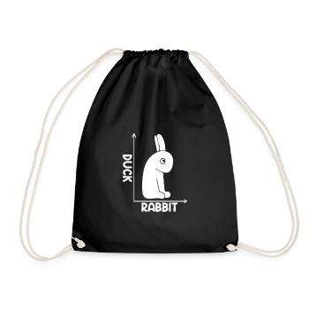 Awesome Duck Or Rabbit Optical Illusion For A - Drawstring Bag - black - Front