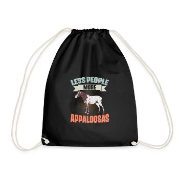 Less People More Funny Appaloosa Horses For - Drawstring Bag - black - Front