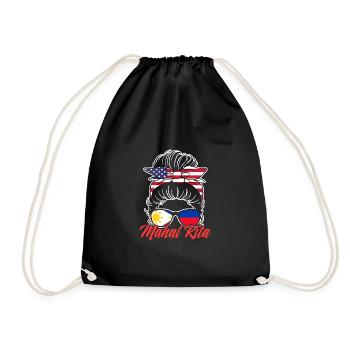 Mahal Kita Messy Bun Awesome Filipina Girl For Fil - Drawstring Bag - black - Front