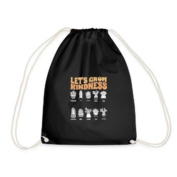 Vintage Let's Grow Kindness For Succulent Cactus - Drawstring Bag - black - Front