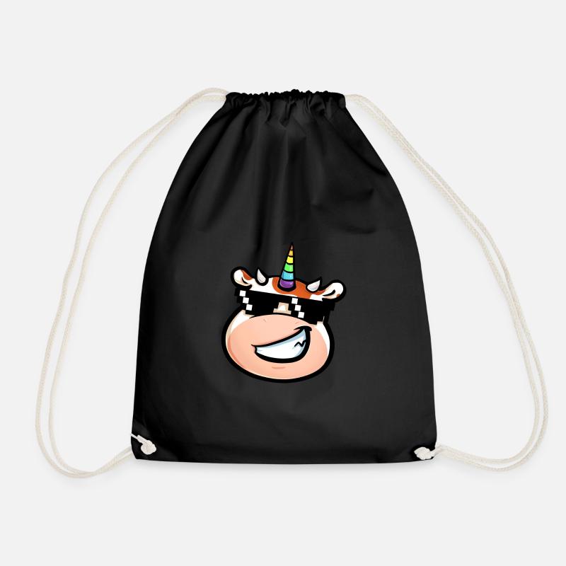 Coole Kuh mit Sonnenbrille - Einhornkuh - Turnbeutel - Schwarz