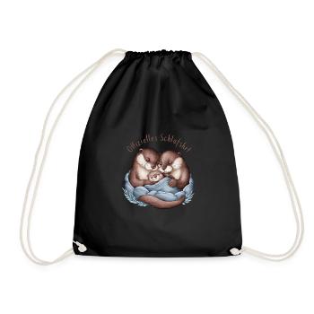 Official Sleep Shirt Otter Family Men Women - Drawstring Bag - black - Front