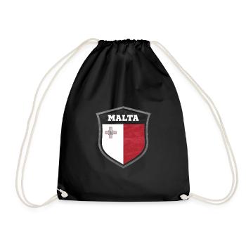 Malta Schild Logo Emblem - Turnbeutel - Schwarz - Vorne