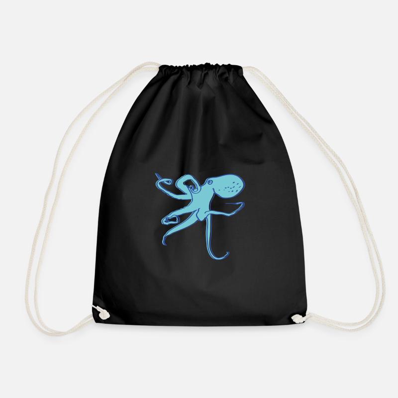 Octopus - Drawstring Bag - black