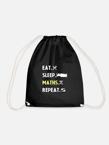 Eat Sleep Math Repeat - Drawstring Bag - black