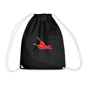 red chili peppers - Drawstring Bag - black - Front
