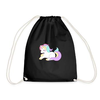 cute unicorn - Drawstring Bag - black - Front