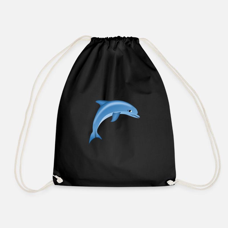 Blauer niedlicher Delphin - Turnbeutel - Schwarz