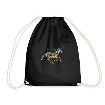 farbenvolles Einhorn Regenbogen - Turnbeutel - Schwarz - Vorne