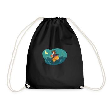 Witch Night Moon Cat - Drawstring Bag - black - Front