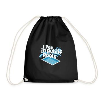 I Pee In Pools Funny Peeing In Pools Swiming - Drawstring Bag - black - Front