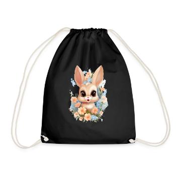 Cute Rabbit Baby 2 - Drawstring Bag - black - Front
