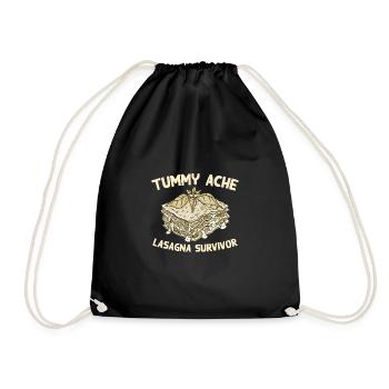 Tummy Ache Lasagna Survivor Funny Favorite Food - Turnbeutel - Schwarz - Vorne