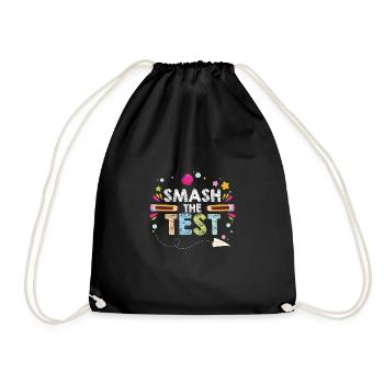 Funny Smash The Test Exam Day Teacher Student - Drawstring Bag - black - Front