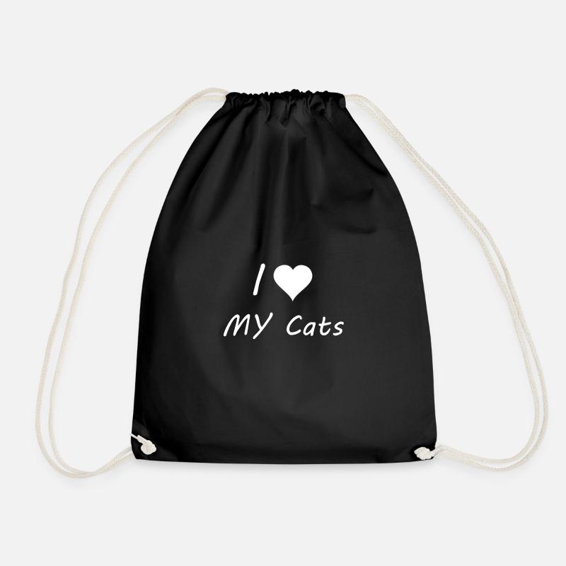 I love my cats - Drawstring Bag - black