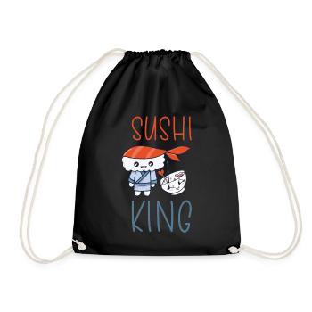 Kawaii Japanese Food Salmon Salmon Sushi Roll - Drawstring Bag - black - Front
