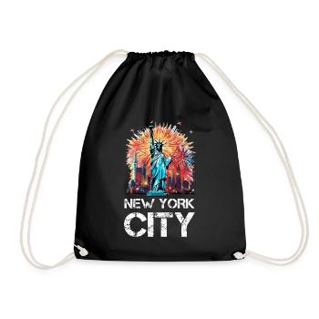 Happy New Year with fireworks in New York - Drawstring Bag - black - Front