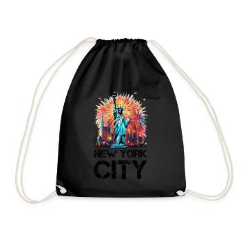 Happy New Year with fireworks in New York - Drawstring Bag - black - Front