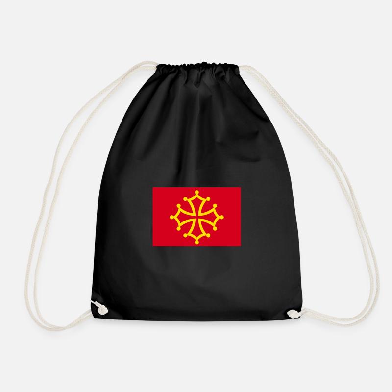 Occitany Cross - gift for Occitans - Drawstring Bag - black