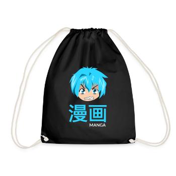 manga blue - Drawstring Bag - black - Front